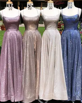 Дълго Женствена рокля Знаменитост на тънки спагети презрамки с отворен гръб с Дължина до пода Трапецовидна форма за по-официални събития Elegantes Mujer Vestidos 2023