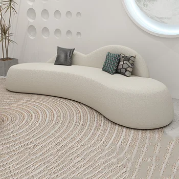 Еластичен диван от вълна от овце, Xxl Relax Floor Модерен, Заоблен диван Модулна Дължина на Бял Ергономичен