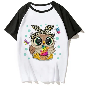 Женска тениска с совой, японската графична градинска облекло тениска за момичета, harajuku y2k, японски дрехи