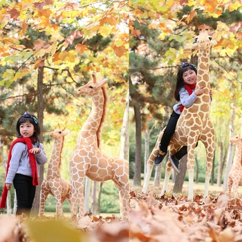 [Забавно] Симулация на 160 cm, най-големия жираф плюшена играчка, огромно животно, колекция кукли, реквизит за снимки, декорация на дома, детски подарък