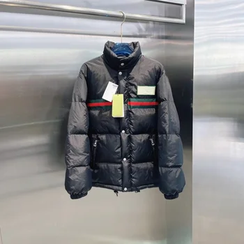 зимни мъжки и дамски ежедневни яке Y2K с висока яка, цветна лента, однорядные копчета, свободно однотонное топло палто
