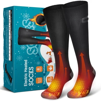 Зимни чорапи с електрически отопляеми и преносимо захранване, регулируеми 3 температурни настройки, чорапи с топъл Унисекс за пътуване на открито