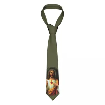 Католически традиционните мъжки вратовръзки Sacred Heart Of Jesus, полиестер, 8 см, тясна вратовръзка за мъжете, аксесоари за ризи, бизнес вратовръзка