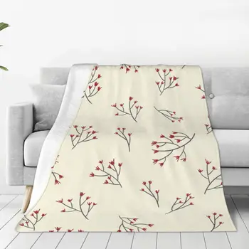 Клетчатое одеяло в европейски стил с цветя текстура, зимни топли фланелен флисовые наметала за луксозно спално бельо на достъпни цени