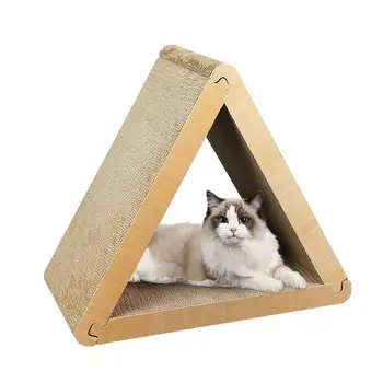 Когтеточка за котки, велпапе 6-страничен триъгълни подложка за драскотини, украса на помещенията, играчки за забавление на котки за хол, спалня