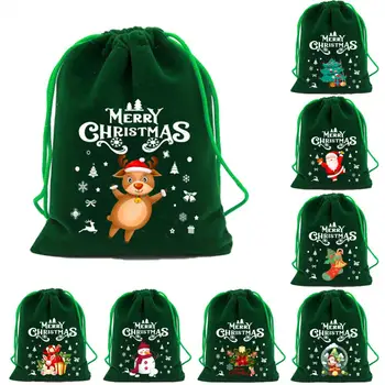Коледна торбичка за бонбони, чанти за шоколадови Дядо Коледа, Коледна торбичка за бонбони, Празничен Дядо Коледа, Снежен човек, Елен за шоколад