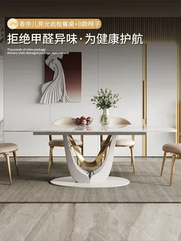 Комбинация от бюрото и стола Италиански светъл луксозен бял разтегателен сгъваема маса за хранене с правоъгълна форма на съвременното размер