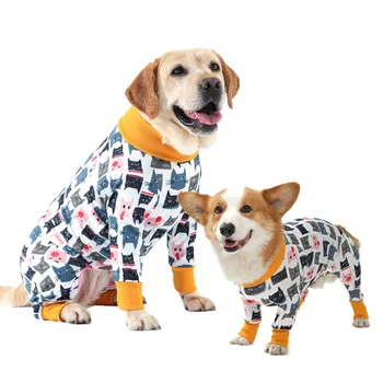 Костюм на куче за куче, костюм за възстановяване след операция, Пижами за домашни любимци, Гащеризон, Комбинезони от мультяшного памук, Удобна еластична облекло