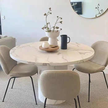 Кръгла маса за хранене лесен луксозна кръгла маса мраморна маса италианска маса за хранене с минималистичен