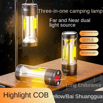 Лампа за палатка с USB зареждане Type C, led преносим фенер, лампа за къмпинг, Водоустойчив авариен фенер, захранване, Бяла топла светлина