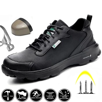 Лека водоустойчив мъжки защитни обувки Със стоманени пръсти, Работни обувки за мъже, Нескользящие строителни маратонки, Светоотражающая ежедневни обувки