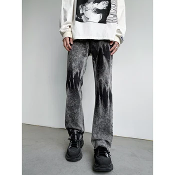 Летни Мъжки Дънки от лека тъкан, Тънки Преки Свободни Панталони с еластичен ластик на талията, Корейски, ежедневни панталони, Големи размери 2023 B158
