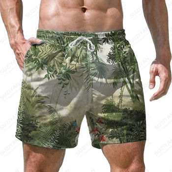Летни Мъжки Плажни панталони, Безплатни Ежедневни плажни панталони с 3D принтом, Плажни панталони в хавайски стил, Модни и Удобни плажни панталони