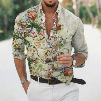 Летни Хавайски ризи с цветен модел за мъже, 3d почивки, Потници и тениски размер Оверсайз 5xl, риза за мъжете, Тропически лукс