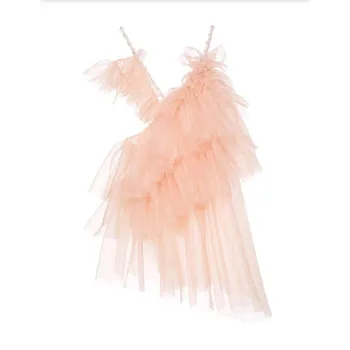 Луксозен кратък тюл рокли спагети перли, мъниста Абитуриентски рокли без ръкави, мини-рокля с V-образно деколте пластове