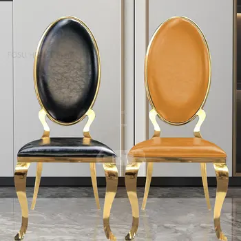 Луксозни трапезни столове gold Nordic от неръждаема стомана, съвременна проста мебели за трапезария, Уютна всекидневна, кожен стол за ресторант Z