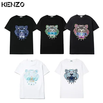 Лятна риза KENZO, модни градинска облекло, мъжки и дамски тениски с бродерия в формата на главата на тигър Топ с къс ръкав K04