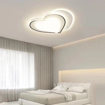 Минималистичная черно-бяла led полилей за всекидневната, лампата за спални, модерен тавана лампа във формата на сърце, лампа за обучение на децата