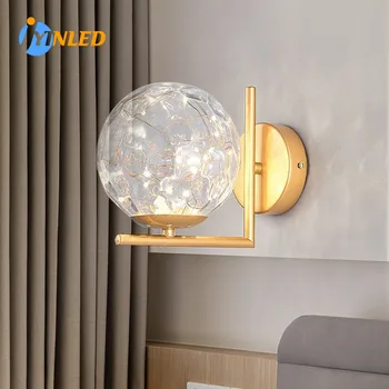 Модерен led лампа със златен стъклена топка, монтиран на стената лампа за Всекидневна, Баня, Спалня, Прикроватной нощни шкафчета, Вход, веранда, Вътрешно осветление, Декоративна лампа
