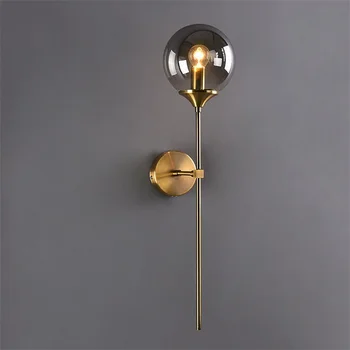 Модерен лесен стенен монтаж лампа за дома със стъклен абажуром Скандинавските led осветление стена Декор на стените в хола, Лампа за спални