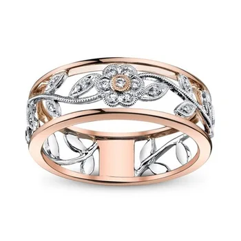 Модерен Пръстен с Цветен Лист, выдалбливающее Индивидуално Проста Жена Годежен пръстен