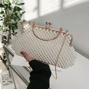 Модни дамски чанти, чанти за през рамо, клатч с перли, расшитый мъниста, чанти за ръце за жени, Луксозен дизайнерски клатч в чантата си за телефон Q437