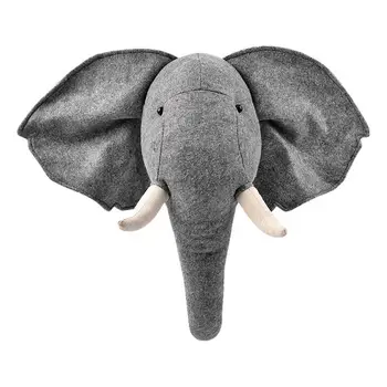 Монтиране на стена с 3D главата на животното под формата на слон, меки играчки за деца, Аксесоари за декориране на дома, в детската стая, Подаръци за Рожден Ден