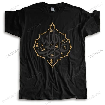 мъжки брандираната тениска мъжка лятна памучен тениска мъжка тениска с покет принтом Имам Али - Ali un Waliullah, мъжка лятна риза, върхове