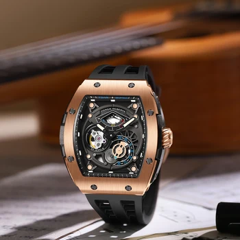 Мъжки Механичен часовник. ЦАР BOMBA с безелем от неръждаема стомана 316L, Луксозни и ежедневни часовници, Сапфирен кристал, Огледално блестяща модни часовници