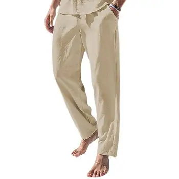 Мъжки Панталони С Еластичен Колан И Прави Джоба, Тънки и Дълги Панталони със средна Талия 한국 가을옷