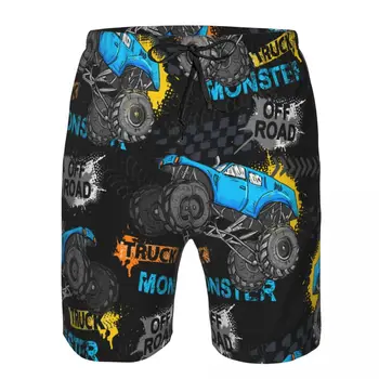 Мъжки шорти за плуване, Бански костюми Monster Truck, Абстрактни Мъжки Бански, Бански костюм, Плажно облекло, Бордшорты
