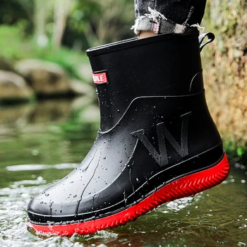 Непромокаеми мъжки обувки, водоустойчив обувки, за разходки на открито, Високи мъжки непромокаеми обувки, непромокаеми обувки, нескользящие рибарски ботуши