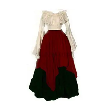 Нов женски Средновековен костюм за Cosplay на Хелоуин, Готическия ретро Възраждане на Средновековния Карнавал, Плиссированное Корсетное рокля с Дълъг ръкав, Шотландское