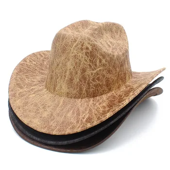 Нова замшевая джаз шапка с голяма периферия, ковбойская шапка в западен стил за парти. премиум-цилиндър от премиум-клас, британска фетровая шапка, джентльменские шапки за партита, сомбреро