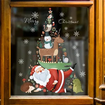 Нова Коледна Украса, Лепенки За Прозорци, Подаръци Дядо Коледа, Весела Коледа На Огледалото Стикер, Коледно Дърво, Стъкло, Стикер На Прозореца, Нова Година 2023