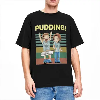 Новост, тениска Pudding Dean & Sam, Мъжки и дамски памучен тениска с кръгло деколте, Забавна пародия, тениска с къс ръкав, Ново прием на дрехи