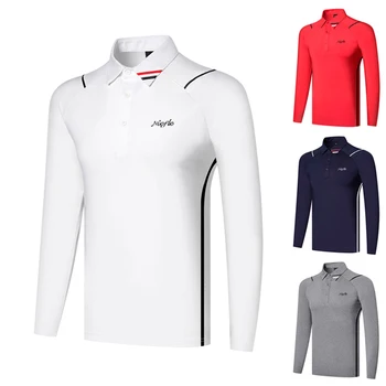 Облекло за голф, есенна мъжка спортна тениска с дълъг ръкав, удобен участък, быстросохнущий Висококачествен Влагоотводящий топ