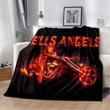 Одеяло с принтом Hells angel Motorrad HD за легла, одеала за пикник, коварен одеало за диван, Одеало за кондициониране на въздуха, Индивидуални одеяла
