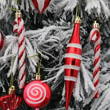 Окачен Украшение, Блестящи Коледни Висулки от Леденцовой Бастуни с Каишка, Празнични Украси за Коледната Елха, Реалистичен Набор от Ярки Цветове