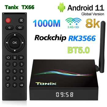 Оригинален Tanix TX66 TV Box Android 11,0 RK3566 4 GB 32 на 1000 М LAN H. 265 AV1 BT5.0 2,4 G 5 G WiFi 8 ДО HDR мултимедиен плейър телеприставка