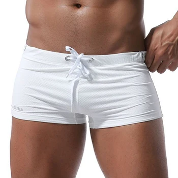 Панталони Мъжки Бански S/M/L/XL, Секси Къси панталони, Размер S-XL, Дебнещ Удобни мъжки шорти за плуване с завязками, Плуване