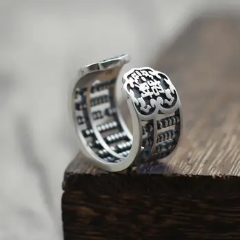 Персонални Ретро Бижута от Сребро 925 Проба Щастливо Съкровище InAbacus Пиърс Пръстен Тайское Сребърно Мъжко Бельо пръстен