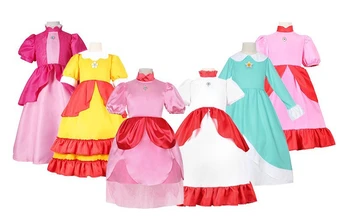 Праскова Принцеса рокля за момичета, детски костюм за Cosplay, Розова Окото дрехи, детско представа, Карнавални костюми за рожден Ден, от 2 до 10 години