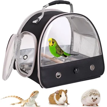 Преносим малка Птичка-Папагал с висока насестом и една тава от неръждаема стомана, странично прозорец за достъп, Сгъваема переноска за птици