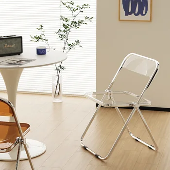 Прозрачен сгъваем стол Модерен минималистичен Акрилна Пластмаса Кристална Дизайнерски Стол за интериора Дропшиппинг