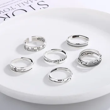 Пръстен от сребро S925, Мъжка мода, Просто индивидуалност, Регулируем Пръстен върху показалеца си, Модно Един мъжки пръстен