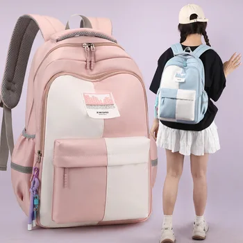 Раница за ученици с множество джобове, дамски училищна чанта за лаптоп с Голям капацитет, модерна найлон женствена чанта за пътуване Kawaii