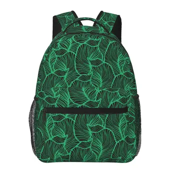 Раница с тропически принтом, зелени листа, раници за колеж, студентски, училищни чанти Kawaii, дизайнерски голяма раница