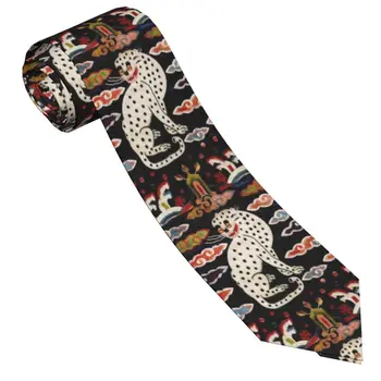 Ретро вратовръзка Снежен Леопард За Мъже от фин полиестер 8 см Класически Вратовръзки за котки, Лъвове, тигри, животни за мъже, Аксесоари за ризи
