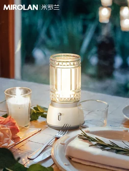 Ретро настолна лампа, уличен стъклен градински лампа за зареждане, водоустойчива лампа за тераса в градината, лампа за индивидуално настроението